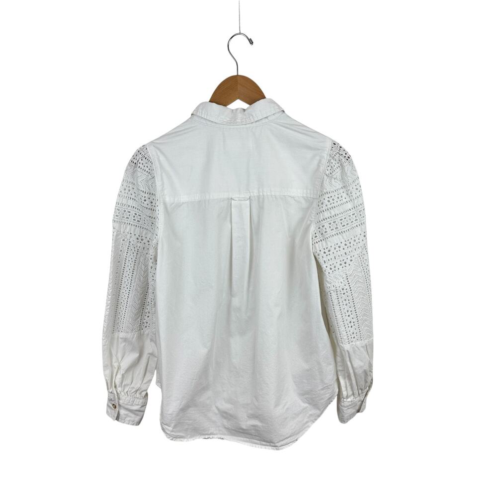 Anthropologie Lace Puff-Sleeve Button Down Shirt - Picture 4 of 8